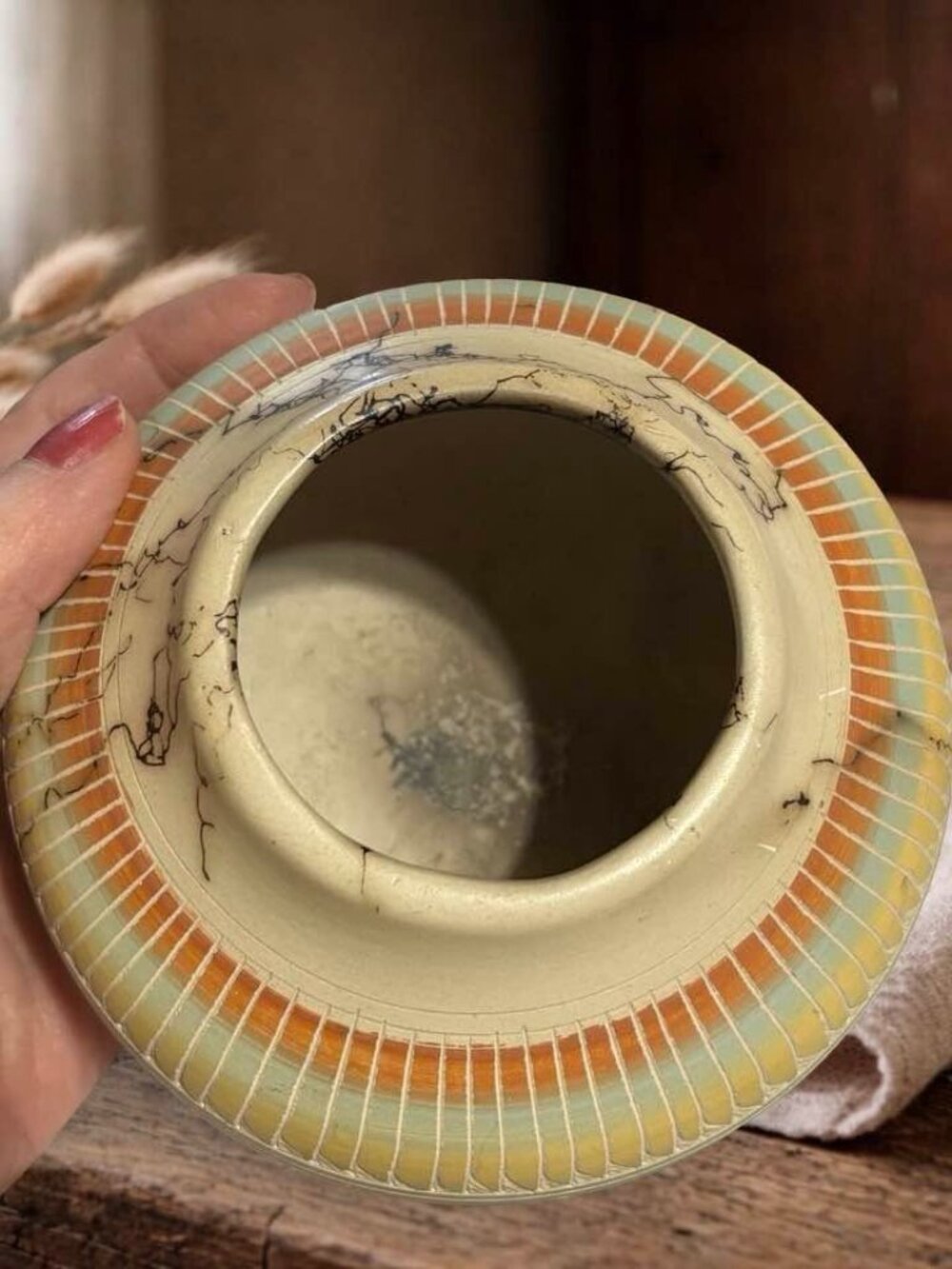 Signed Horsehair Pottery Studio Vase | Southwest Art Pottery | Handcrafted Ceram - Picture 4 of 5
